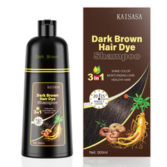 KAISASA shampoing colorant brun foncé – bouteille 500 ml, couverture des cheveux gris.