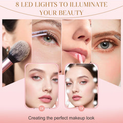 Kakuje miroir pliant LED: éclairage homogène pour un maquillage précis dans l’obscurité