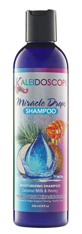 KALEIDOSCOPE MIRACLE DROPS SHAMPOING: bouteille en vedette, hydratation en profondeur pour cheveux soyeux.