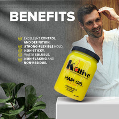 Avant et après coiffage avec le gel KALIVE 2 STYLE pour homme