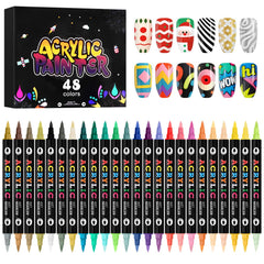 Kalolary ensemble marqueurs pour ongles, 48 couleurs, pour designs variés et créatifs.