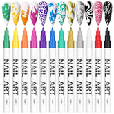 Kalolary stylos art-ongles ensemble de 12 couleurs pour motifs variés sur les ongles.