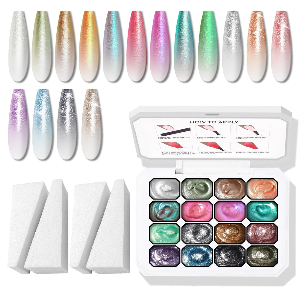 Karroy palette vernis gel ombre 16 couleurs pour dégradés éclatants
