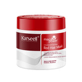 Karseell conditionneur dépôt couleur rouge sur la bouteille, prolonge la vivacité des cheveux colorés.