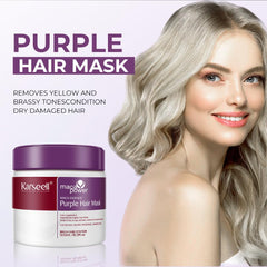 Karseell Masque Cheveux Violet sur cheveux argent/gris avec hydratation.