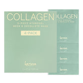 Masque hydrogel Karuna pour le cou et décolleté, emballage pratique en quatre pièces.