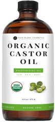 Kate Blanc Castor Oil glass bottle for pure hexane-free skincare and hair nourishment.