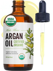 Huile d'argan Kate Blanc pour cheveux, nourrit et dompte les frisottis.
