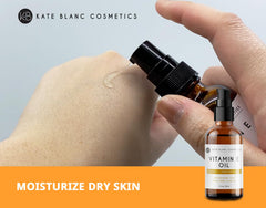 Kate Blanc Cosmetics huile vitamine E, application visage, texture riche et nourrissante.