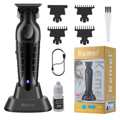 Tondeuse Keméi 2299 sur socle de recharge pour rangement rapide.