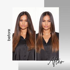 Kenra Platinum Silkening Gloss – application sur cheveux affichant douceur et contrôle des frisottis