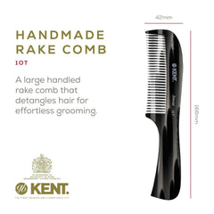 Kent 10T noir graphite – dents arrondies pour démêler en douceur.
