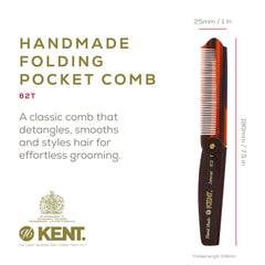 Kent 82T peigne pliant fermé, parfait pour un soin rapide.