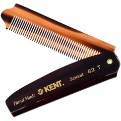 Kent 82T peigne pliant ouvert, pratique en déplacement pour cheveux et barbe.