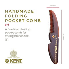 Kent 87T peigne de poche pliant fermé, compact et discret.