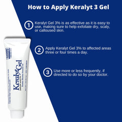 Keralyt Gel 3% - appliquer trois à quatre fois par jour sur les zones concernées.