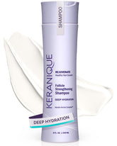 Keranique Shampoing Hydratation Profonde, flacon, revitalise le cuir chevelu sec et densifie les cheveux