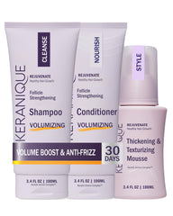 Keranique Shampoing Volume-Épaississant en flacon, apporte du corps aux cheveux fins.