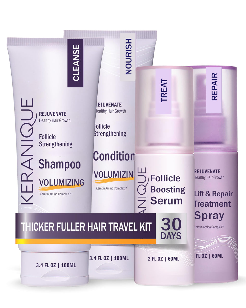 Keranique Shampooing Volume : volume accru et cheveux plus épais après lavage.