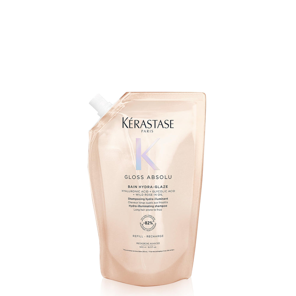 Kérastase Gloss Absolu – bouteille lumineuse pour cheveux brillants et hydratés après chaque lavage.