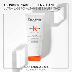 Application du Lait Vital sur cheveux humides pour nourrir les longueurs