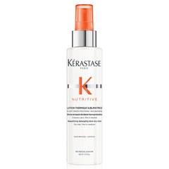 Kerastase Nutritive brume thermique sur la bouteille, protection durable contre la chaleur.