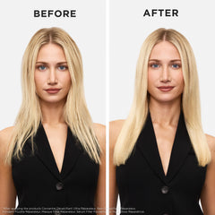 Mains appliquant l’huile sur les cheveux pour distribution.