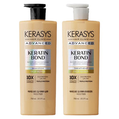 Kerasys Shampoing Kératine Avancée en bouteille pour cheveux plus forts et éclatants.