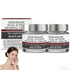 Keratin Erase: bouteille affichant action renouvelante douce pour une peau veloutée.