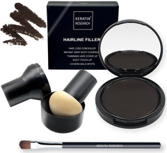 KERATIN RESEARCH Poudre Correctrice de Racines — grand miroir et applicateur champignon pour une application précise.