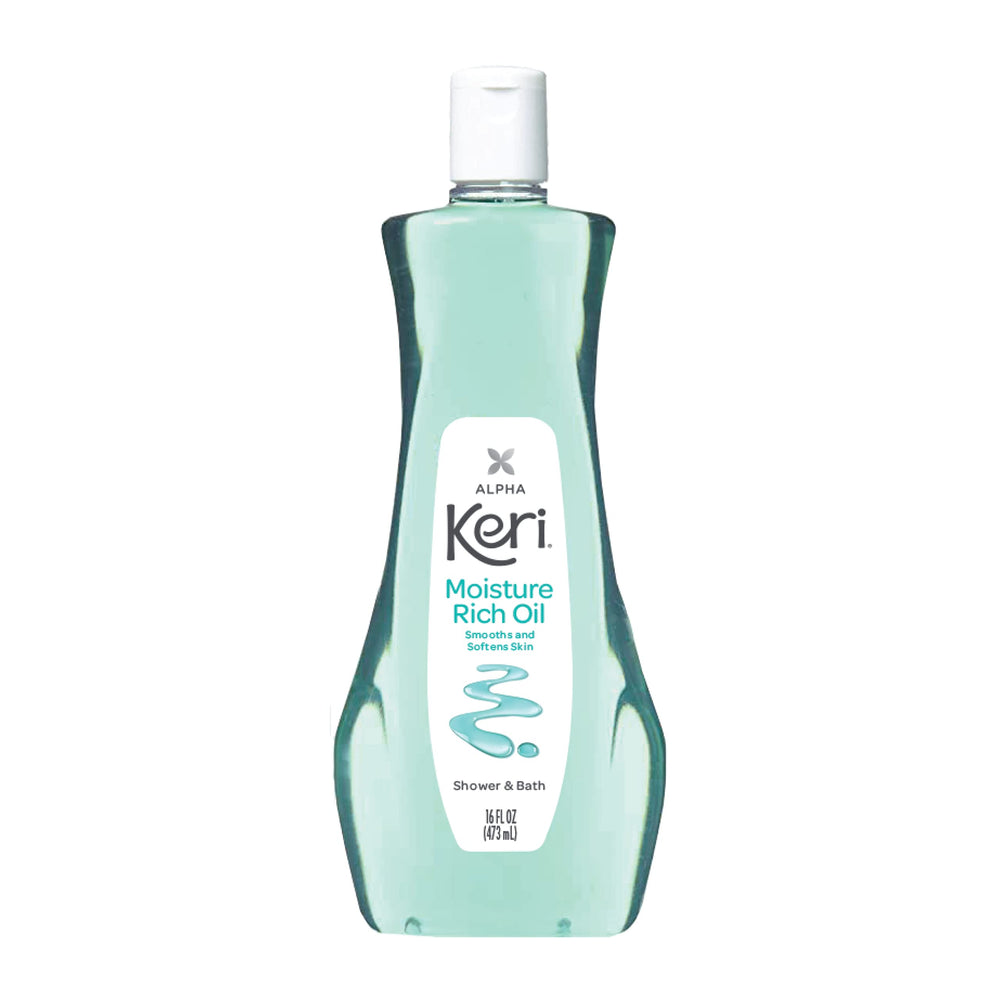 Huile Keri Delicate en flacon, douceur légère pour la douche et le bain.