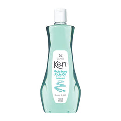 Huile Keri Delicate en flacon, douceur légère pour la douche et le bain.