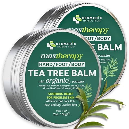 KESMEDIK Baume à l’huile d’arbre à thé – pot et texture apaisante pour irritations cutanées.