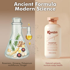 Kevabin Shampoing Romarin Ginseng, revitalisant pour cheveux fins et fragiles