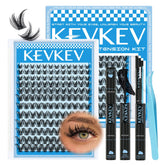 KevKev kit clusters cils 144 pièces 8-18 mm, regard naturel.