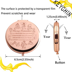 KEYCHIN miroir de poche âne miel, compact et facile à glisser dans le sac.