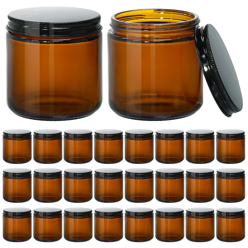 KEYWING bocal verre ambre 4oz avec couvercle noir, durable et résistant à la chaleur.