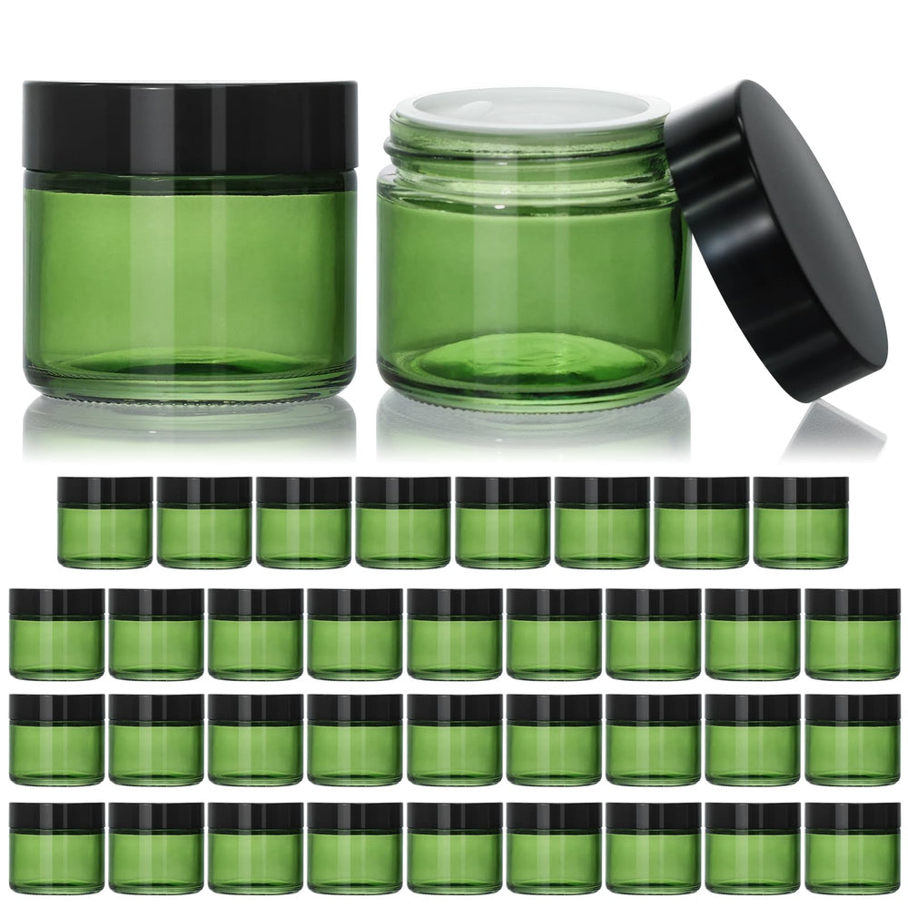 Bocal KEYWING en verre vert 2oz pour voyage sûr des cosmétiques.