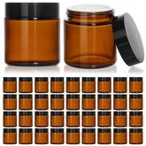 KEYWING bocaux en verre ambre 4oz avec couvercle noir, protection UV et présentation soignée.