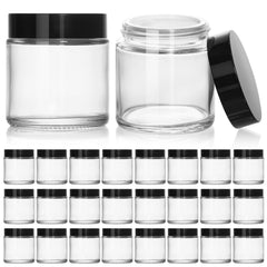 Pots en verre KEYWING 4oz rond avec couvercle noir, idéaux pour crèmes et lotions.