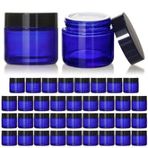 KEYWING pot-verre-bleu-2oz-bouchon-noir, parfait pour stocker vos cosmétiques.