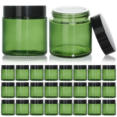 Keywing pot-verre-vert-4oz avec couvercle noir, idéal pour crèmes et lotions.