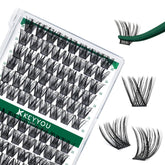 KEYYOU clusters cils 96pcs Y01 D Curl 16mm en gros plan, pose rapide