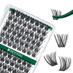 KEYYOU clusters cils 96pcs Y01 D Curl 16mm en gros plan, pose rapide