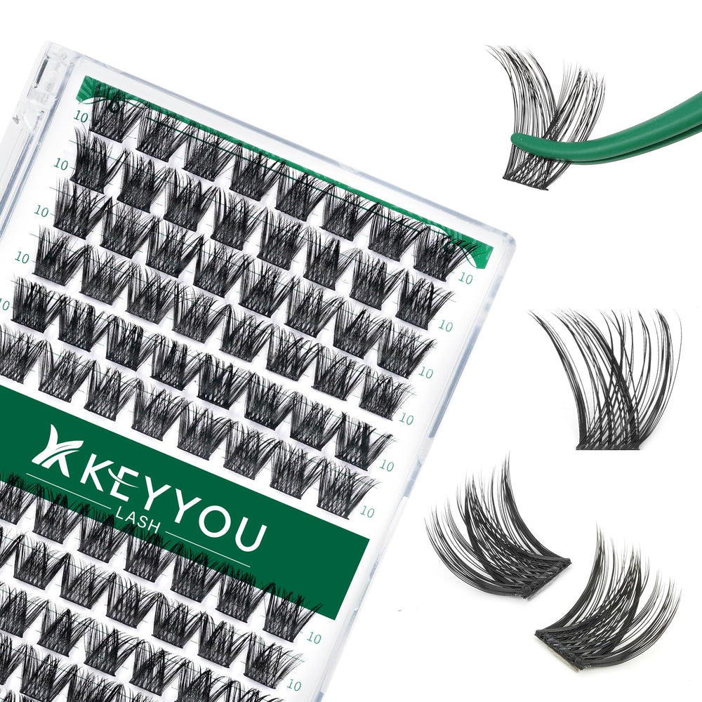 KEYYOU ensembles cils 96 pièces Y01, courbure en D et longueur 10 mm, allure naturelle.