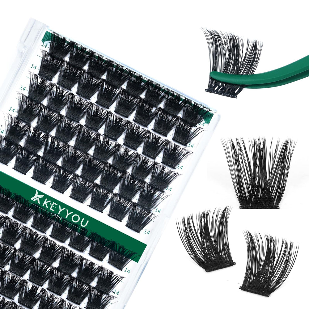 KEYYOU Grappe de cils 96 pièces, Y02 D-Curl, volume naturel.