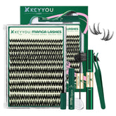 KEYYOU LASH Flaunt Groupes Cils Flora D Curl 144 pièces, volume personnalisable