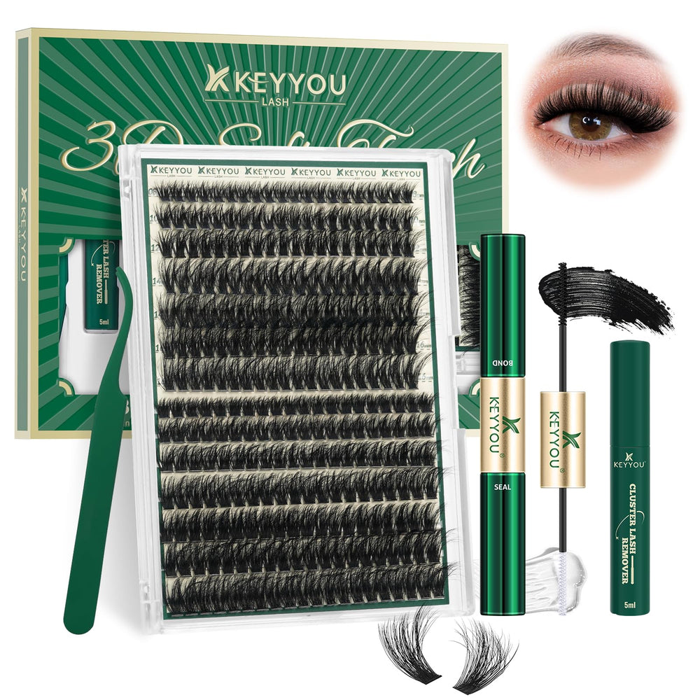 KEYYOU LASH kit ensemble faux cils 3D pour un regard naturel et modulable.