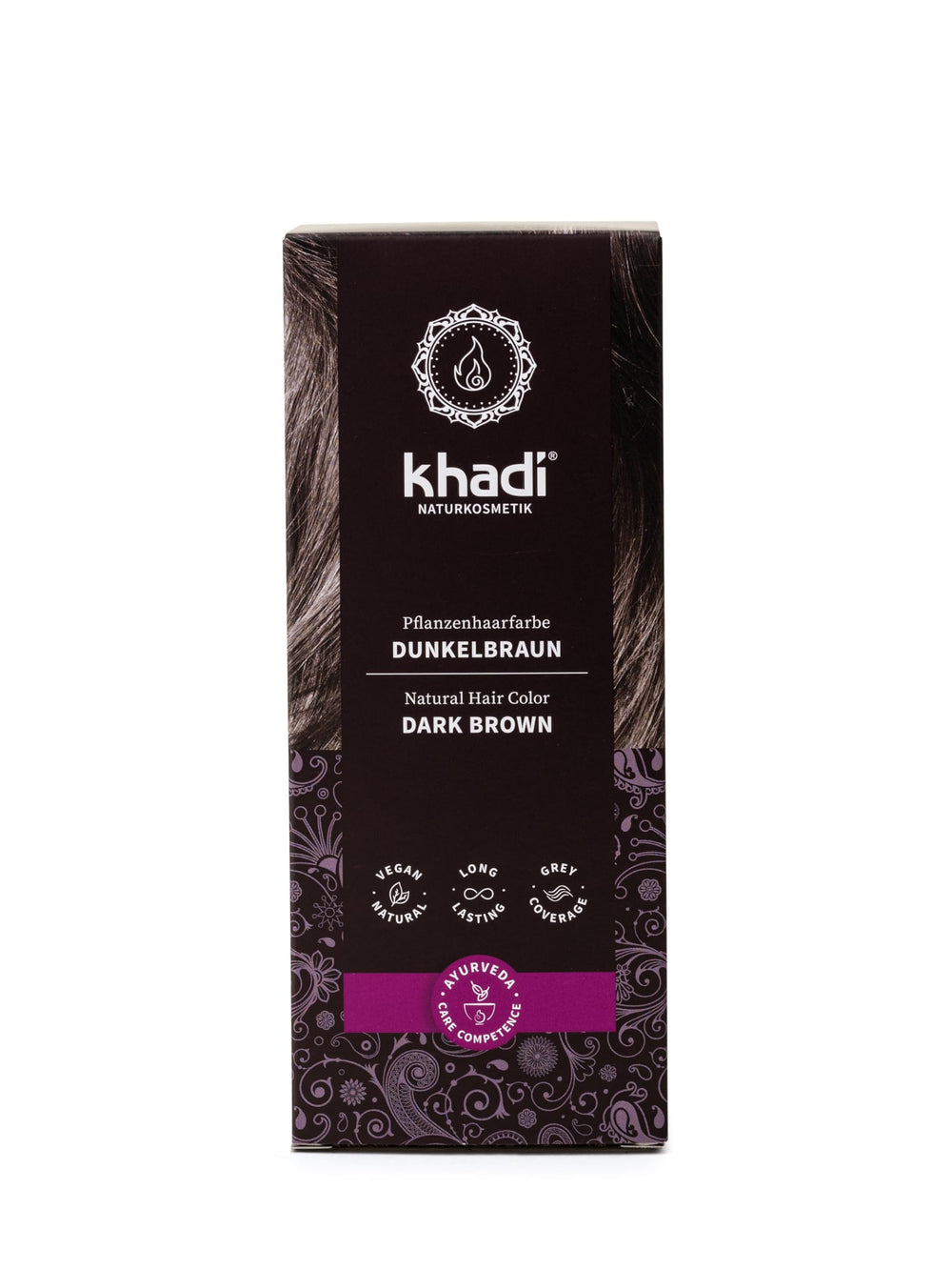 KHADI coloration brun foncé dans la bouteille, couleur naturelle et intense.