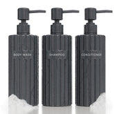 KIBAGA distributeurs shampoing et après-shampoing élégants, parfaits pour une salle de bains moderne.